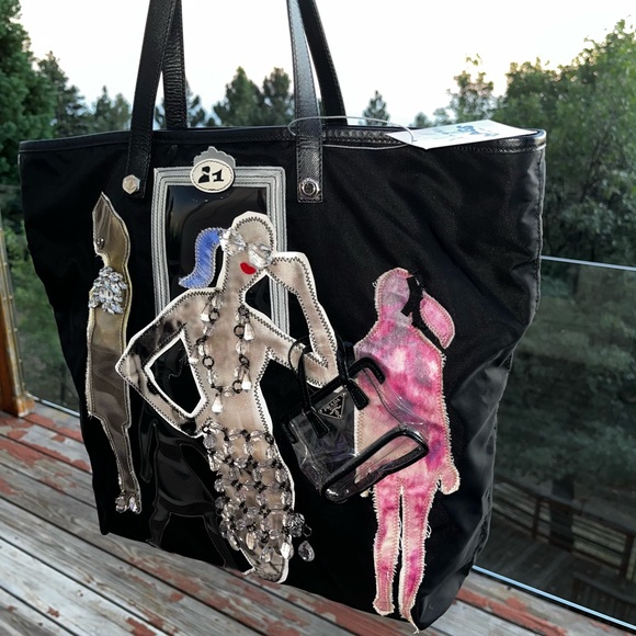 Prada: Runway Beaded Tessuto Models on Runway Limited Edition Nylon Tote Bag - Picture 7 of 17